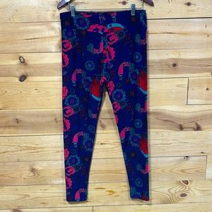 LuLaRoe TC tall curvy leggings floral paisley print EUC Extra Large 12 14 16 18
